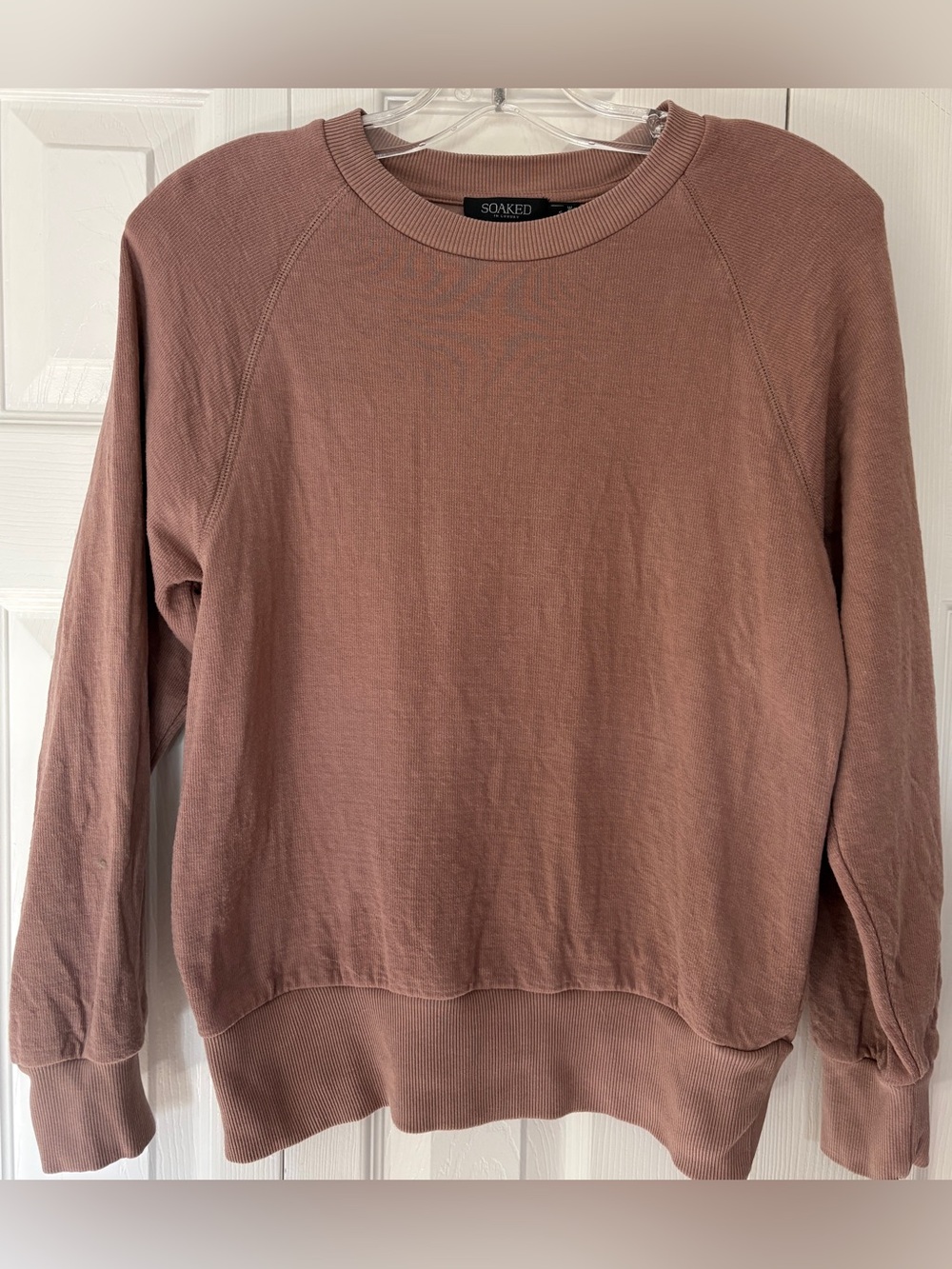 Soaked in Luxury Mauve Pink Ribbed Textured Pullover Sweatshirt Small S